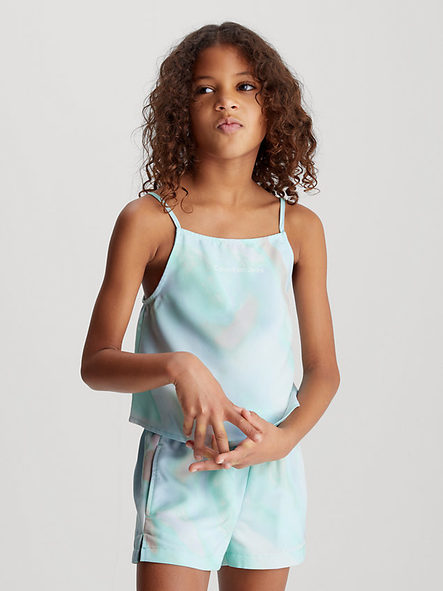 blue all-over printed cami top for girls calvin klein jeans