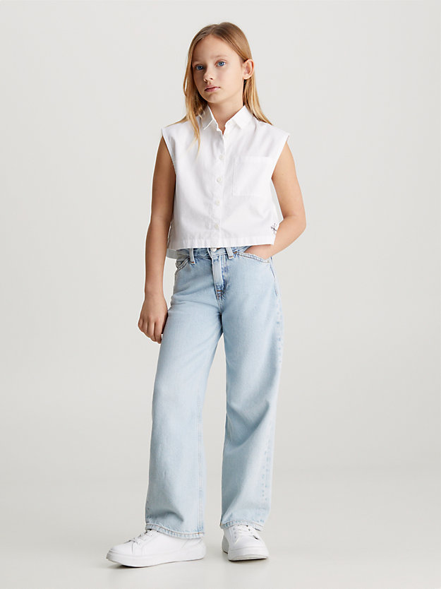 bright white sleeveless cotton shirt for girls calvin klein jeans
