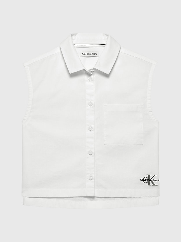 bright white sleeveless cotton shirt for girls calvin klein jeans
