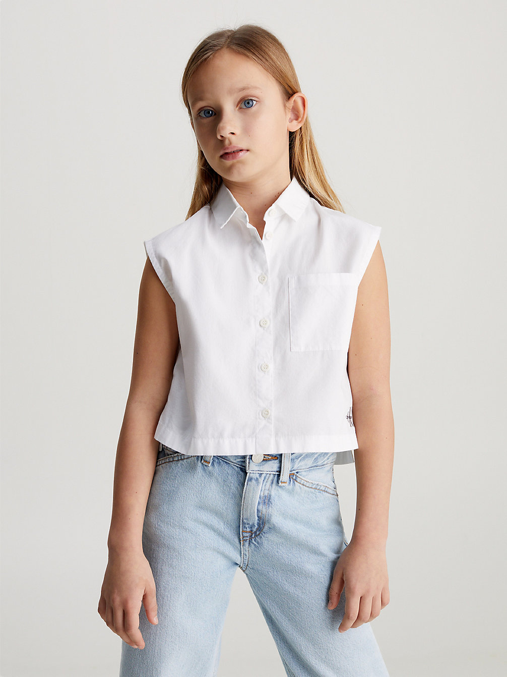 BRIGHT WHITE Ärmelloses Hemd Aus Baumwolle undefined Mädchen Calvin Klein