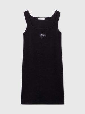 ck black ribbed cotton tank dress for girls calvin klein jeans