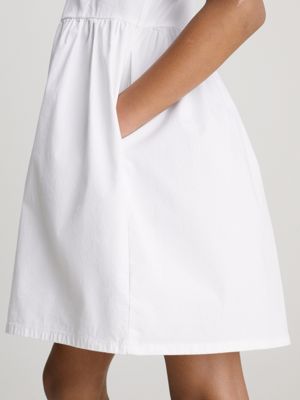 bright white cotton sleeveless shirt dress for girls calvin klein jeans