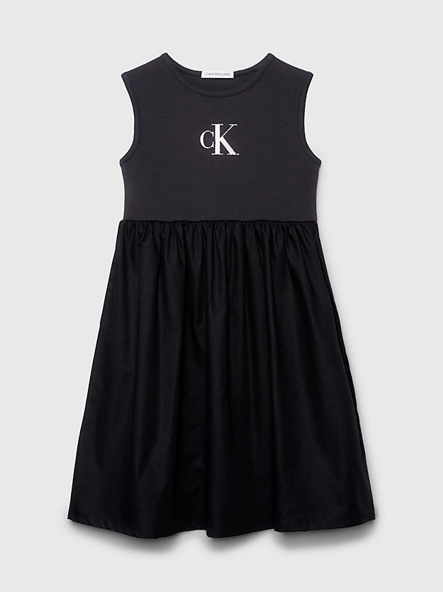 ck black material mix sleeveless dress for girls calvin klein jeans