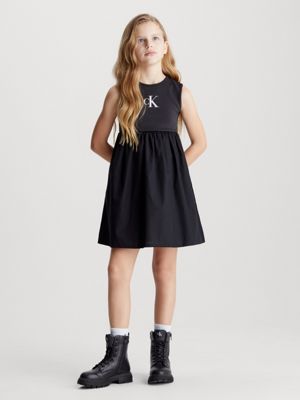 Calvin Klein Jeans Dress in mixed materials in black