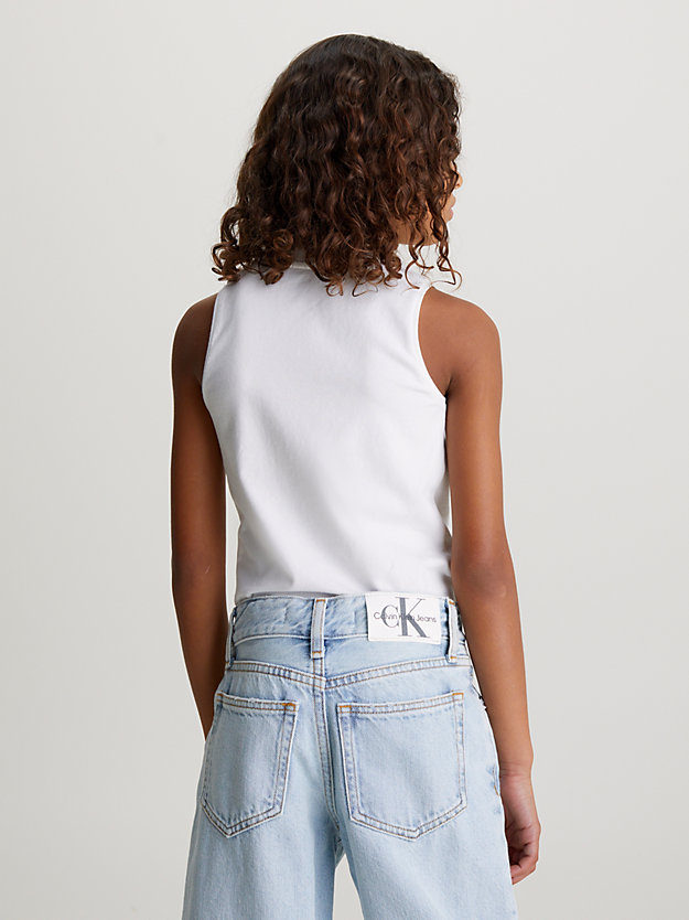 bright white top bez rękawów z półgolfem dla dziewczynki - calvin klein jeans