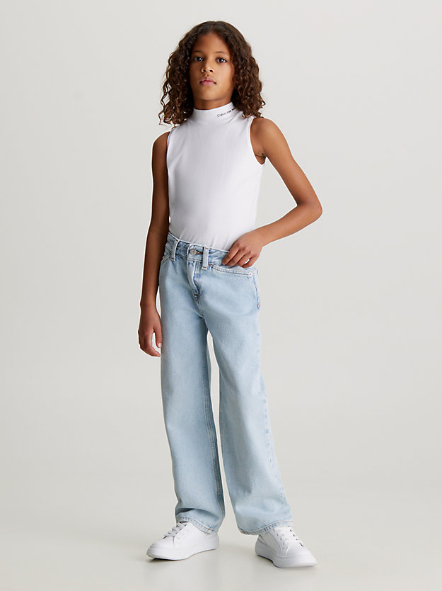 bright white top bez rękawów z półgolfem dla dziewczynki - calvin klein jeans