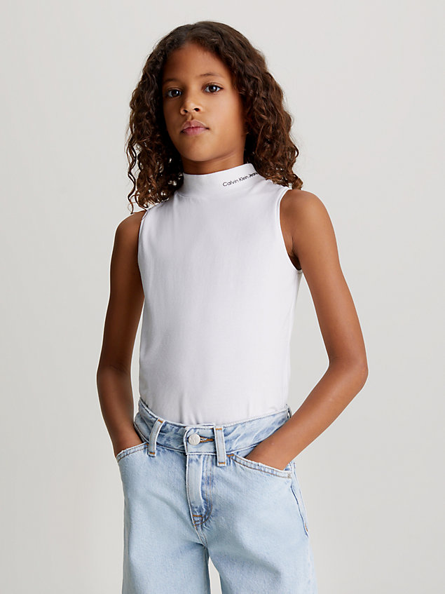 white mock neck tank top for girls calvin klein jeans