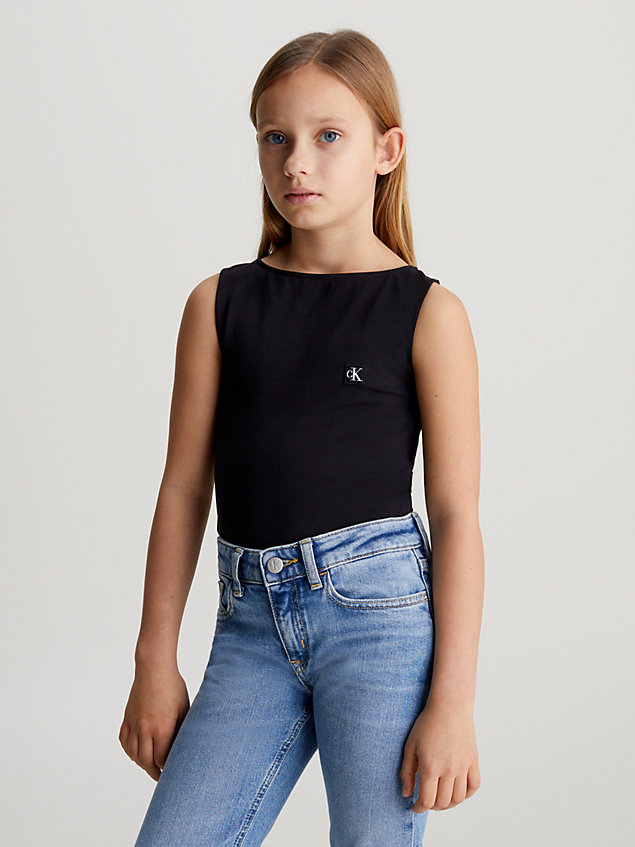 black cotton stretch tank top for girls calvin klein jeans