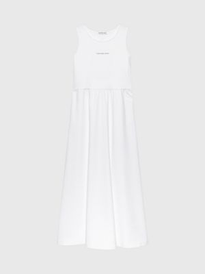 bright white cut out jersey maxi dress for girls calvin klein jeans