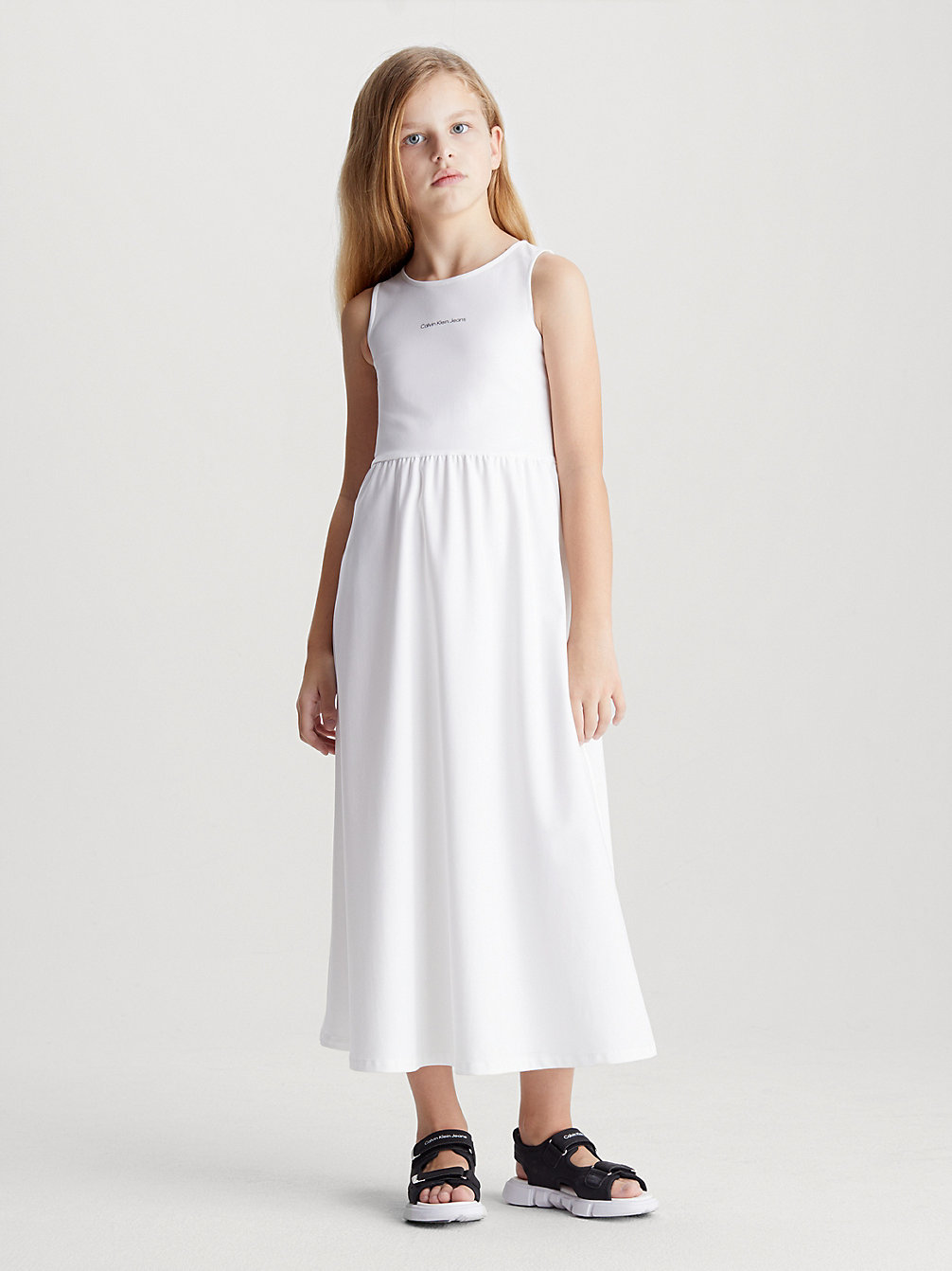 BRIGHT WHITE Jersey-Maxikleid Mit Cut-Outs undefined Mädchen Calvin Klein