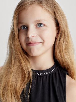 ck black cotton jersey sleeveless dress for girls calvin klein jeans