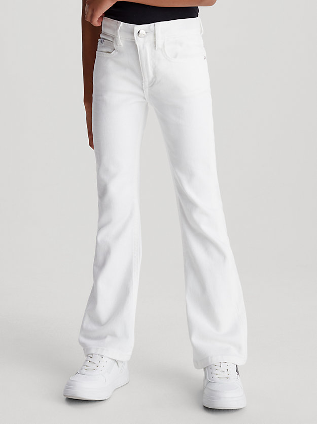white denim mid rise flared jeans for girls calvin klein jeans