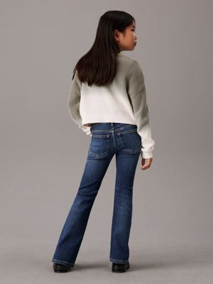 dark blue ps mid rise flared jeans for girls calvin klein jeans