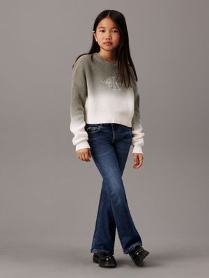 dark blue ps mid rise flared jeans for girls calvin klein jeans