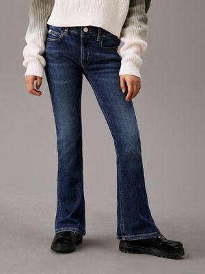 blue mid rise flared jeans for girls calvin klein jeans