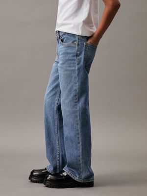 blue high rise wide leg jeans for girls calvin klein jeans