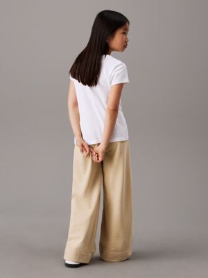 pale khaki straight leg terry logo joggers for girls calvin klein jeans