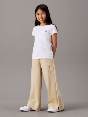 pale khaki straight leg terry logo joggers for girls calvin klein jeans