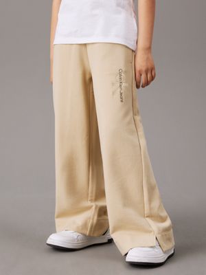 khaki straight leg terry logo joggers for girls calvin klein jeans