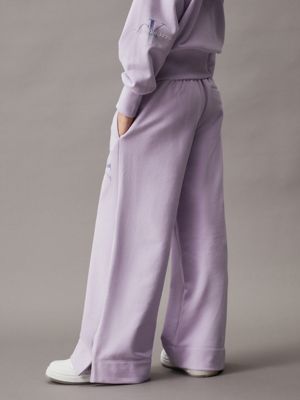 pastel lilac straight leg terry logo joggers for girls calvin klein jeans