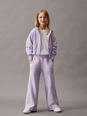 pastel lilac straight leg terry logo joggers for girls calvin klein jeans