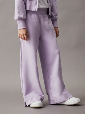 purple straight leg terry logo joggers for girls calvin klein jeans