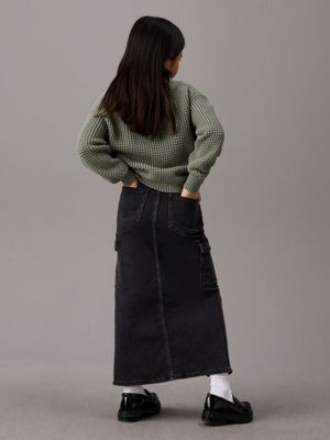 charcoal grey rgd straight denim maxi skirt for girls calvin klein jeans