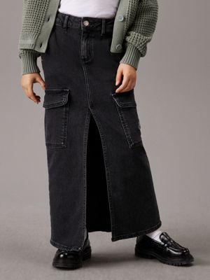 grey straight denim maxi skirt for girls calvin klein jeans