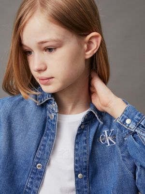 fresh blue relaxed denim shirt for girls calvin klein jeans