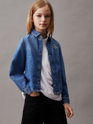 blue relaxed denim shirt for girls calvin klein jeans