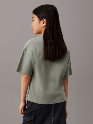 meteor green boxy logo top for girls calvin klein jeans