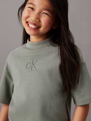 meteor green boxy logo top for girls calvin klein jeans