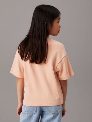 pink sand boxy logo top for girls calvin klein jeans