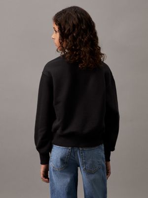 ck black relaxed terry logo sweatshirt for girls calvin klein jeans