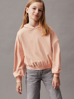 pink relaxed milano logo hoodie for girls calvin klein jeans