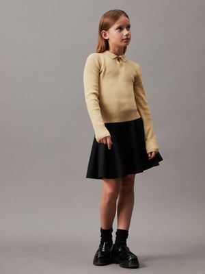 pale khaki slim polo jumper for girls calvin klein jeans