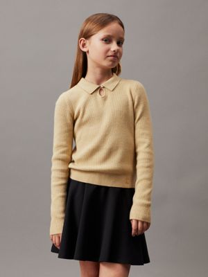 khaki slim polo jumper for girls calvin klein jeans