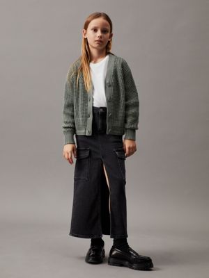 meteor green relaxed cardigan jumper for girls calvin klein jeans