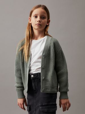 green relaxed cardigan jumper for girls calvin klein jeans