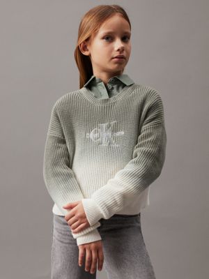 green relaxed gradient logo jumper for girls calvin klein jeans