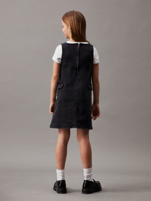 charcoal grey rgd sleeveless denim dress for girls calvin klein jeans