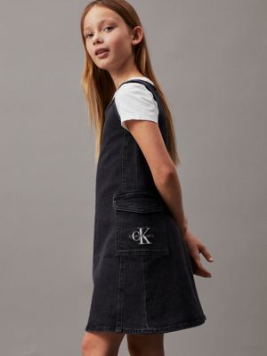 charcoal grey rgd sleeveless denim dress for girls calvin klein jeans