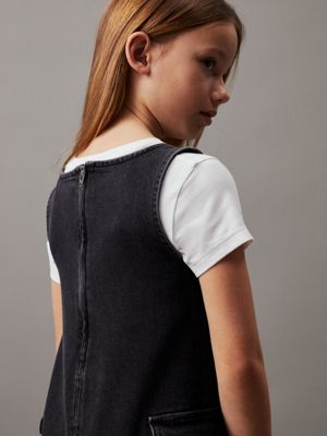 charcoal grey rgd sleeveless denim dress for girls calvin klein jeans