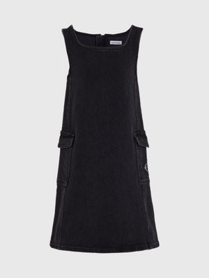 charcoal grey rgd sleeveless denim dress for girls calvin klein jeans