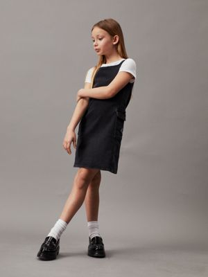 charcoal grey rgd sleeveless denim dress for girls calvin klein jeans