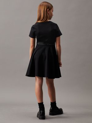 ck black punto milano flared dress for girls calvin klein jeans