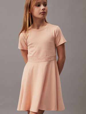 pink sand punto milano flared dress for girls calvin klein jeans