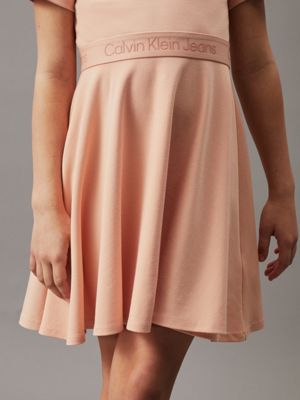 pink sand punto milano flared dress for girls calvin klein jeans