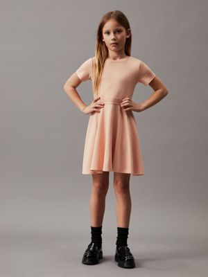 pink punto milano flared dress for girls calvin klein jeans