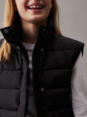 ck black belted puffer gilet for girls calvin klein jeans